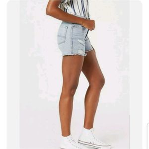 Denizen By Levi's Womens High Rise Distressed Overboard Wash Jean Shorts Sz 10